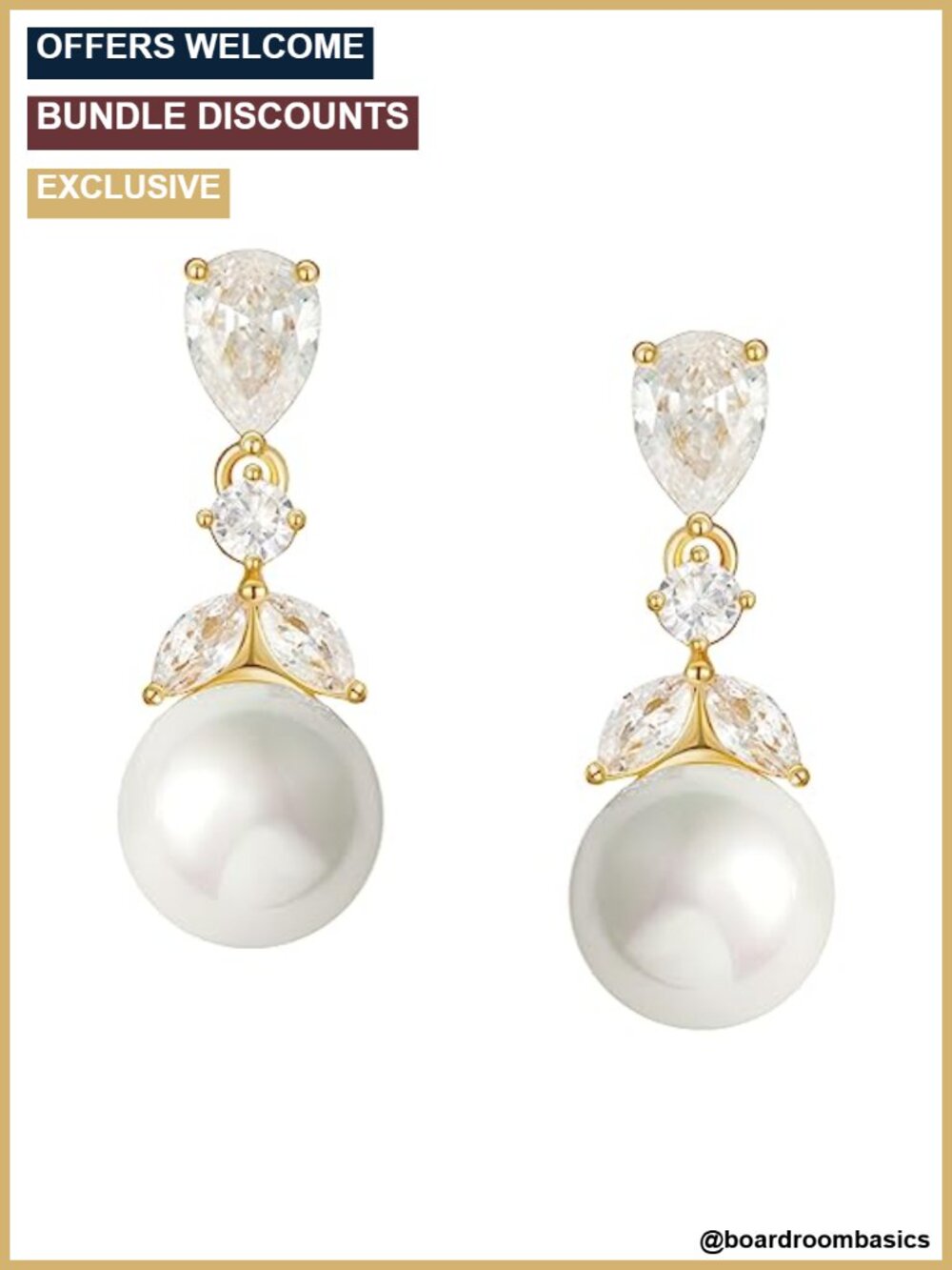 Cubic Zirconia Pearl Drop Dangle Wedding Earrings